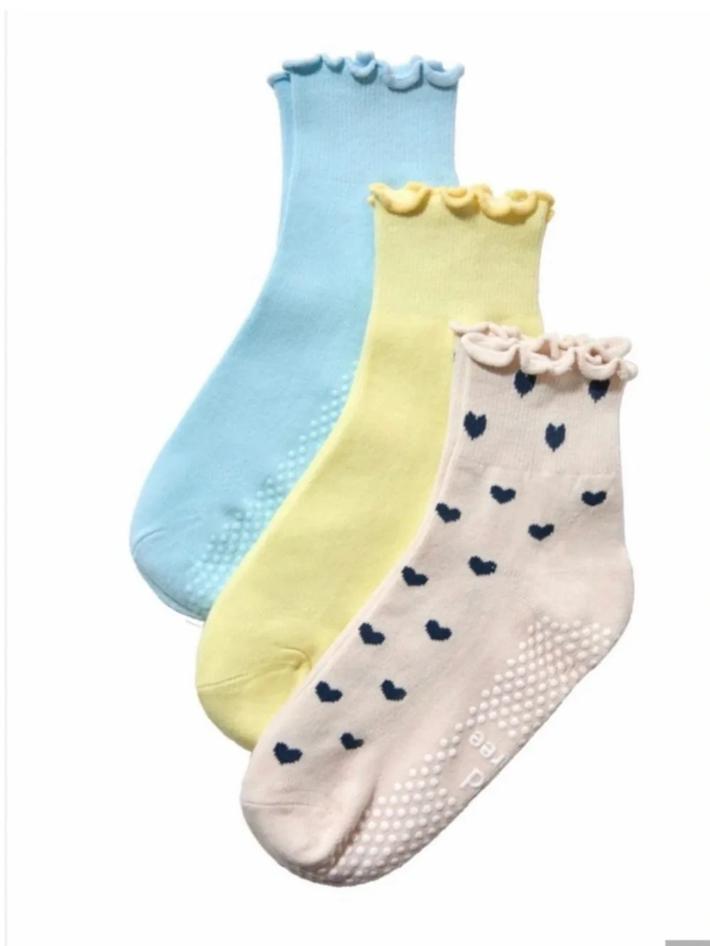 Hold for Three Women's Light Blue Ruffle Pilates Socks - Pack of 3